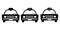 Taxi Cab Vintage Old Front View Set. Three taxi cab car automobile black and white illustration. EPS Vector