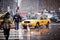 Taxi Cabs in blizzard in New York