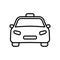 Taxi car icon. Line transport symbol. Front view. Vector isolated