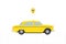 Taxi Car in retro style from New York. Yellow car with icon on white background