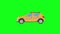 Taxi car running on green screen background, flat graphic animation