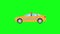 Taxi car running on green screen background, flat graphic animation