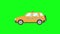 Taxi car running on green screen background, flat graphic animation