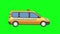 Taxi car running on green screen background, flat graphic animation