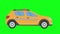 Taxi car running on green screen background, flat graphic animation