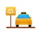 Taxi car. Taxi service. Street traffic, parking. Vector stock illustration.