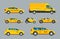 Taxi cars. collection of service yellow cab transport