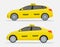 Taxi cars. New yellow transport in york for driver and passenger. Taxi service. Realistic branding auto. Top automobile isolated