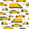 Taxi cars seamless pattern. collection of service yellow cab transport