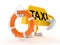 Taxi character holding life buoy