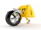 Taxi character rolling spare wheel