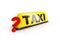 Taxi choice question mark on a white background 3D illustration, 3D rendering