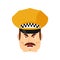 Taxi driver angry emoji. Cabbie evil emotions avatar. Cabdriver aggressive. Vector illustration