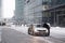 A taxi driver cleans the windshield and wiper brushes from ice and snow