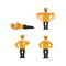 Taxi driver set poses. Cabdriver happy. Cabbie sleeping and angry. guilty and sad. Vector illustration