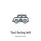 Taxi facing left outline vector icon. Thin line black taxi facing left icon, flat vector simple element illustration from editable