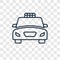 Taxi Fron View concept vector linear icon isolated on transparent background, Taxi Fron View concept transparency logo in outline