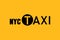 Taxi icon isolated banner on yellow background in flat style. Call aplication