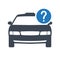 Taxi icon, transportation, taxi cab, travel concept icon with question mark.