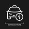 Taxi and lightning pixel perfect white linear ui icon for dark theme