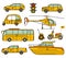 Taxi line icons set