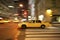 Taxi at night, blurred with motion