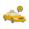 Taxi order icon 24 hours. Cloud with the image of a taxi symbol and work time. Isolated vector on a white background