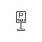 Taxi parking service line icon