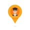 Taxi pin map pointer with avatar limo, taxi driver or cabbie.