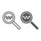 Taxi search line and glyph icon, find and taxi, lens sign, vector graphics, a linear pattern on a white background.