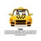 Taxi Service Banner With Driver And Male Passenger In Yellow Car Cab Over Background With Copy Space