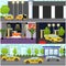 Taxi service company concept vector banner. Yellow cabs on a street.