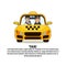 Taxi Service Icon Driver And Male Passenger In Yellow Cab Automobile Car Over Background With Copy Space