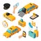 Taxi Service Isometric Isolated Icons
