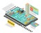 Taxi Service Online Isometric Infographics