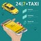 Taxi service. Taxi mobile app template set. Smartphone and touchscreen, map and pointer, gps navigation. Vector