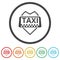 Taxi shield icon. Set icons in color circle buttons
