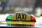 Taxi sign with red and green lights