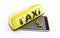 Taxi smartphone dollar sign on a white background 3D illustration, 3D rendering