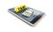 Taxi smartphone dollar on a white background 3D illustration, 3D rendering