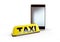 Taxi smartphone on a white background 3D illustration, 3D rendering