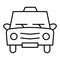 Taxi thin line icon. Cab vector illustration isolated on white. Car outline style design, designed for web and app. Eps