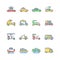 Taxi types RGB color icons set