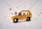 Taxi typographic modern poster with isometric taxi cab. Vector illustration.