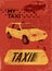 Taxi. Typographic retro grunge poster. Vector illustration.