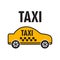 Taxicab transport, yellow car poster illustration. Taxica