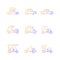 Taxicab types gradient linear vector icons set