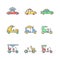 Taxicab types RGB color icons set