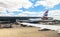 Taxiing aircraft Airbus A-320 after landing in Heathrow Airport . London. Uk