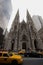 Taxis in front of St. Patricks Cathedral on Fifth Avenue, Manhattan